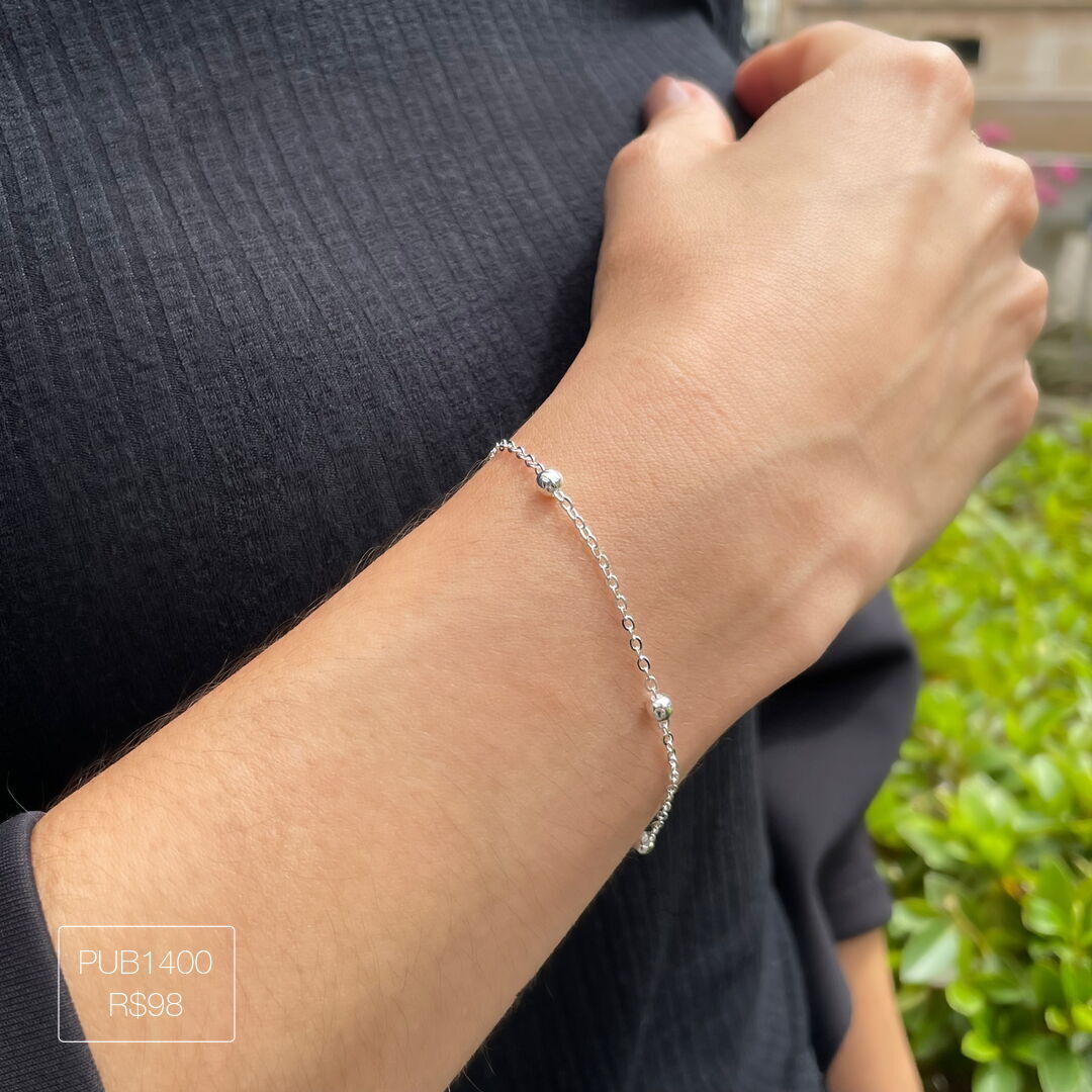 Pulseira de Bolinhas Lisa Prateada